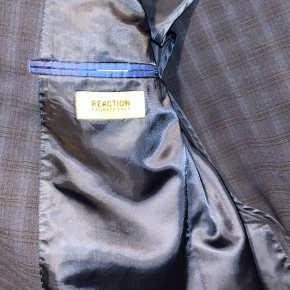 Reaction Kenneth Cole sport coat / blazer blue plaid 40R - Picture 4 of 5